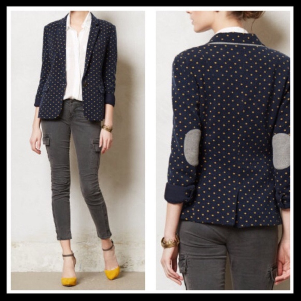 cartonnier polka dot blazer anthropologie